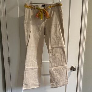 Laundry By Shelli Segal Cream Pants with Colorful Belt